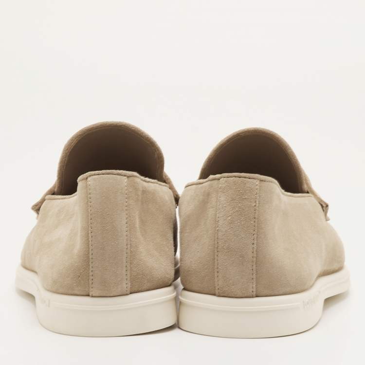 Pre Owned حذاء لوفرز لويس فيتون سليب أون شامواه بيج مقاس 41.5