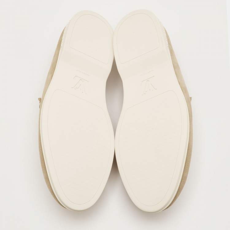 Pre Owned حذاء لوفرز لويس فيتون سليب أون شامواه بيج مقاس 41.5