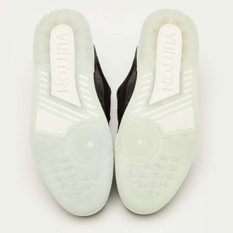 Pre Owned Louis Vuitton LV Trainer Size 41 Black Monogram Canvas and Suede Low Top Sneakers