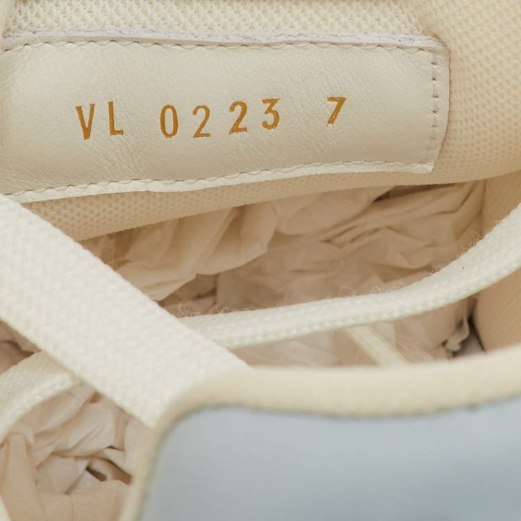 Pre Owned Louis Vuitton LV Trainer Size 41 Blue Stripe Monogram Canvas and Leather Sneakers