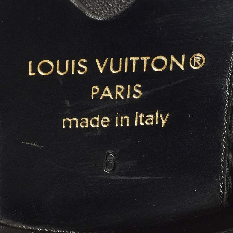 Pre Owned Louis Vuitton Major Size 40 Black Monogram Embossed Leather Loafers