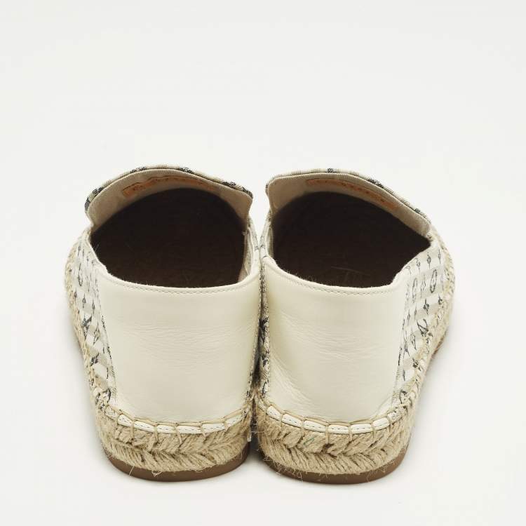 Pre Owned Louis Vuitton Bidart Size 40 Beige Mini Lin Canvas Slip On Espadrilles