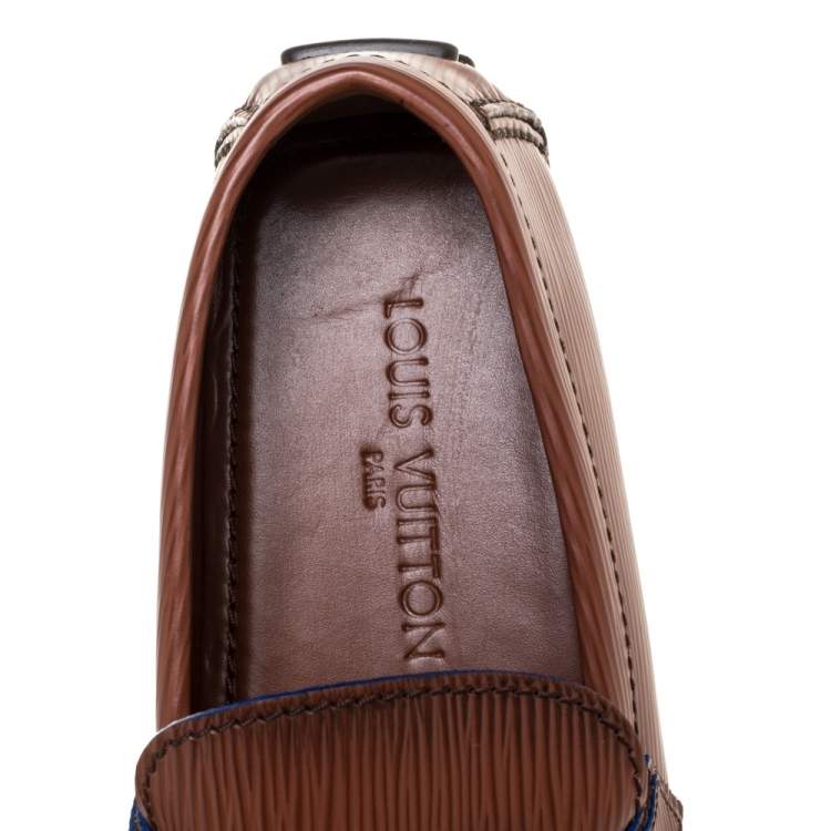 Pre Owned Louis Vuitton Brown Leather Monte Carlo Slip On Loafers Size 41.5