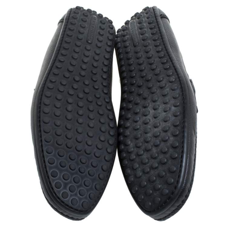 Pre Owned Louis Vuitton Black Leather Slip on Loafers Size 41.5