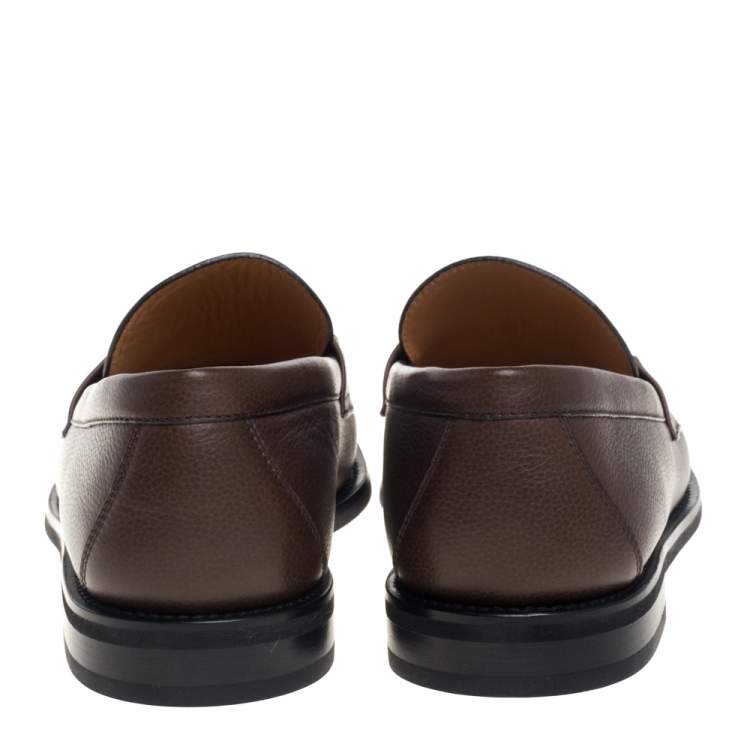 Pre Owned Louis Vuitton Brown Leather Major Slip On Loafers Size 44