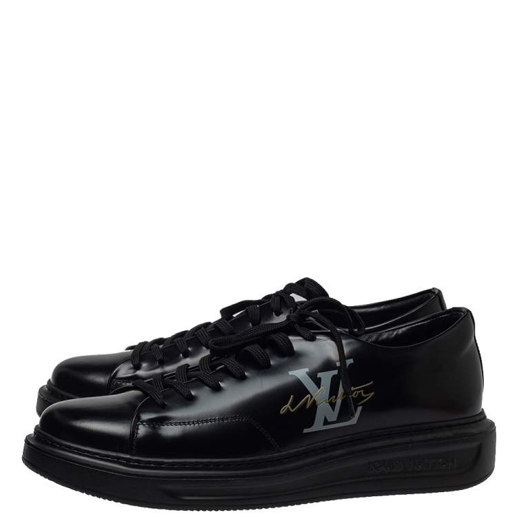 Pre Owned Louis Vuitton Black Leather Beverly Hills Sneakers Size 42