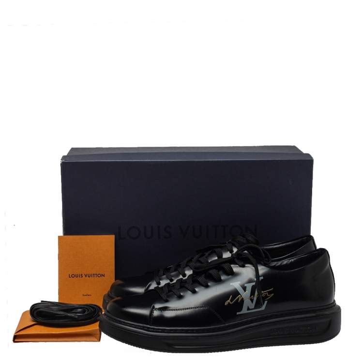 Pre Owned Louis Vuitton Black Leather Beverly Hills Sneakers Size 42