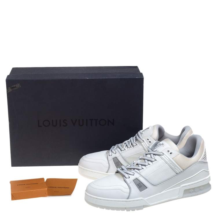 Pre Owned Louis Vuitton White Leather Trainer Sneakers Size 43