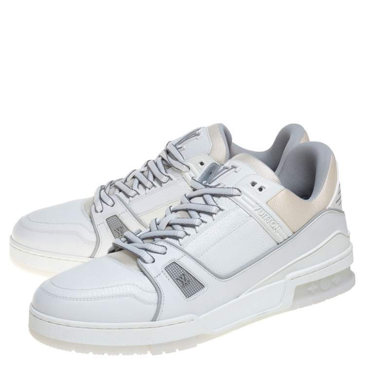 Pre Owned Louis Vuitton White Leather Trainer Sneakers Size 43