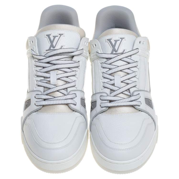 Pre Owned Louis Vuitton White Leather Trainer Sneakers Size 43