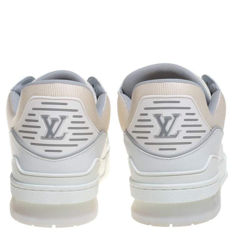 Pre Owned Louis Vuitton White Leather Trainer Sneakers Size 43