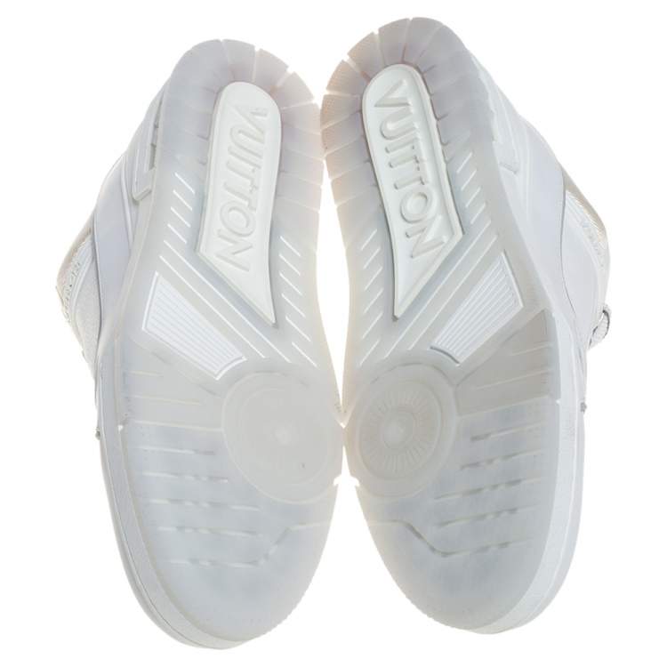 Pre Owned Louis Vuitton White Leather Trainer Sneakers Size 43