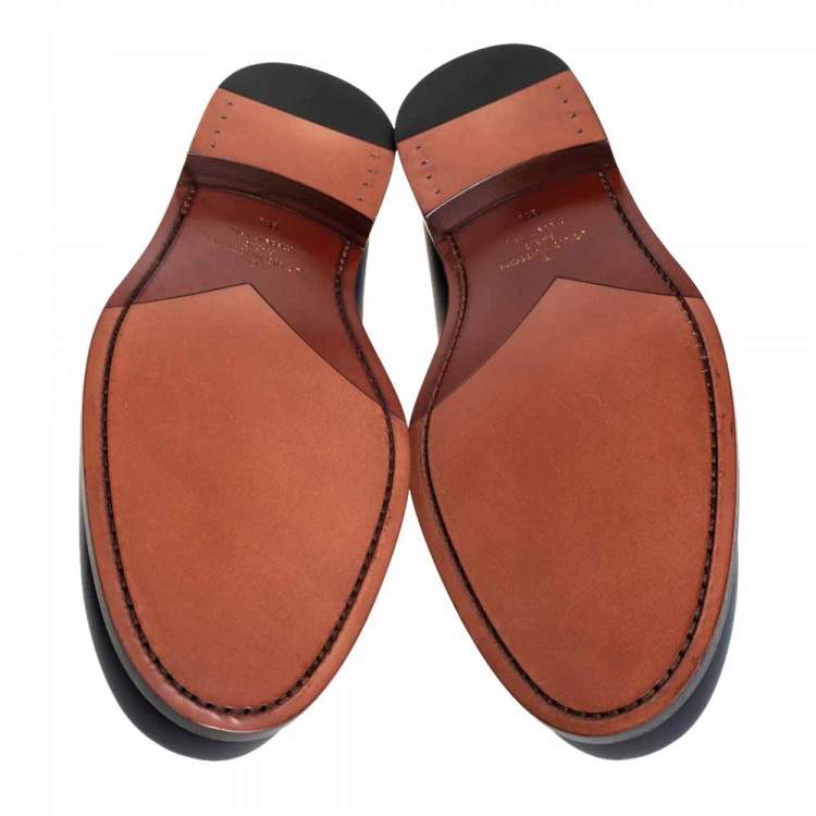 Pre Owned Louis Vuitton Blue Leather Major Slip On Loafers Size 43.5