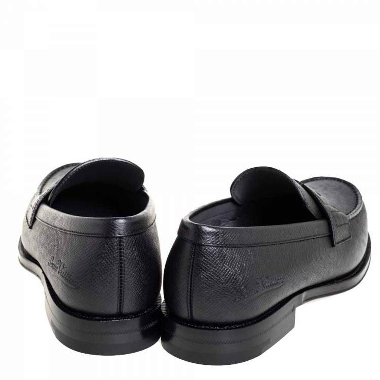Pre Owned Louis Vuitton Black Leather Sorbonne Slip On Loafers Size 41