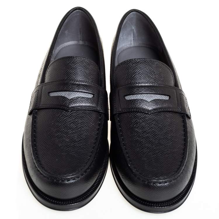 Pre Owned Louis Vuitton Black Leather Sorbonne Slip On Loafers Size 41