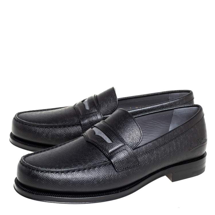 Pre Owned Louis Vuitton Black Leather Sorbonne Slip On Loafers Size 41