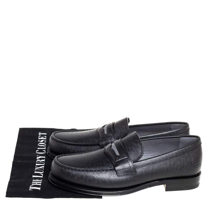 Pre Owned Louis Vuitton Black Leather Sorbonne Slip On Loafers Size 41