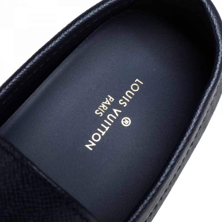 Pre Owned Louis Vuitton Blue Leather Hockenheim Slip On Loafers Size 41
