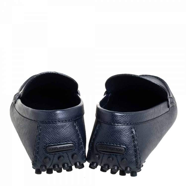 Pre Owned Louis Vuitton Blue Leather Hockenheim Slip On Loafers Size 41