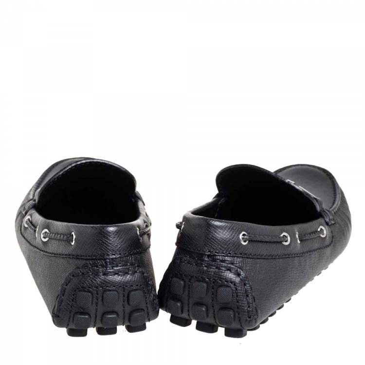 Pre Owned Louis Vuitton Black Leather Raspail Slip On Moccasins Size 41