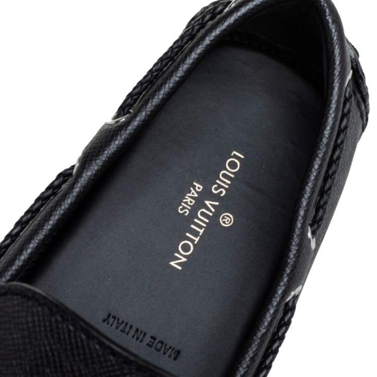 Pre Owned Louis Vuitton Black Leather Raspail Slip On Moccasins Size 41