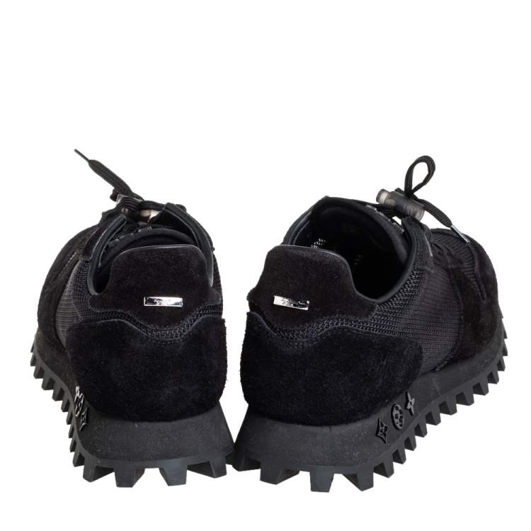 Pre Owned Louis Vuitton Black Suede And Mesh Runner Sneakers Size 41