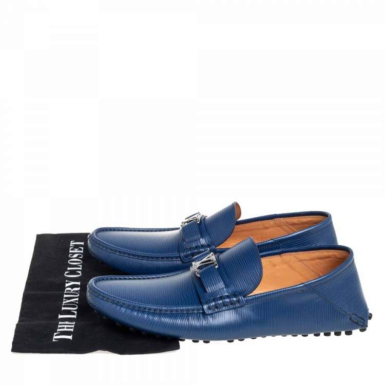 Pre Owned Louis Vuitton Blue Epi Leather Hockenheim Slip On Loafers Size 42