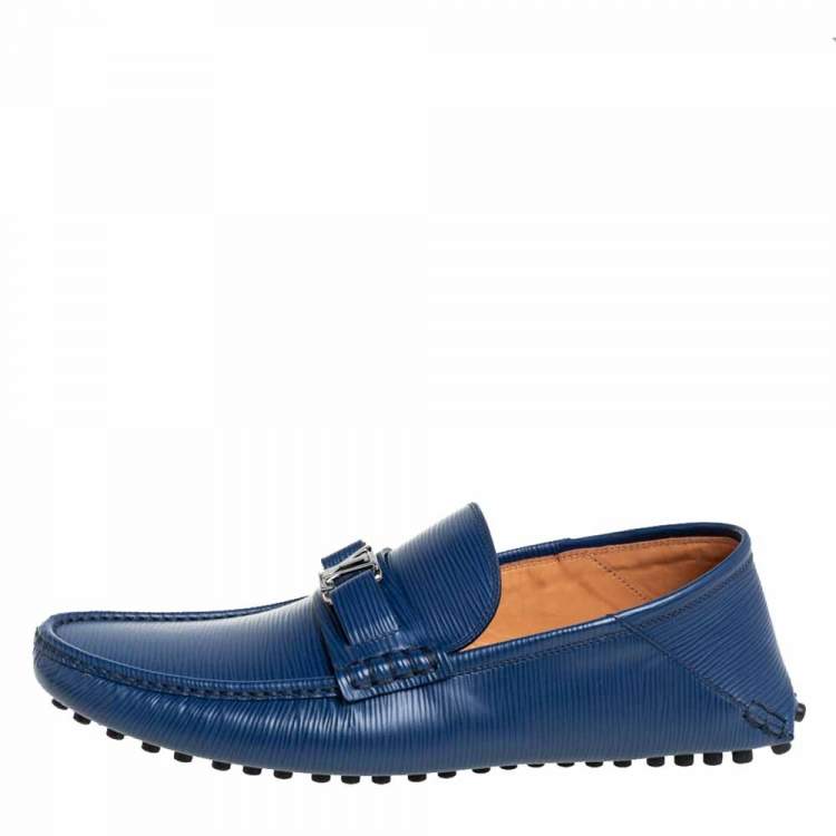 Louis Vuitton Men's Blue Epi Leather Moccasin Car Shoes Loafers 8