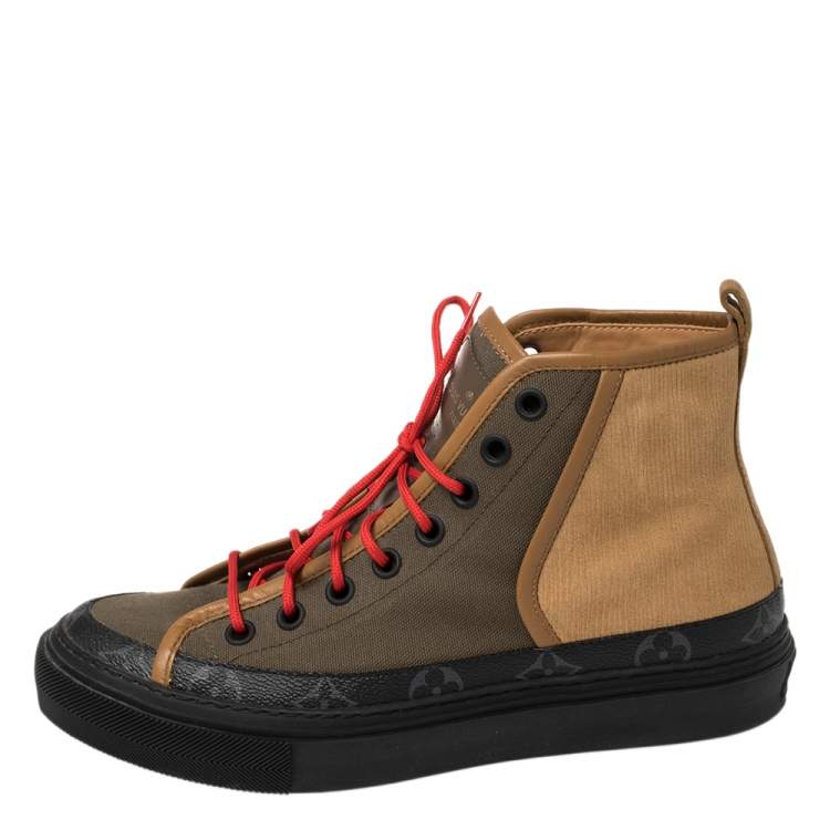 Louis Vuitton Multicolor Suede And Fabric Monogram Trim High Top Sneakers Size 41 Louis Vuitton TLC