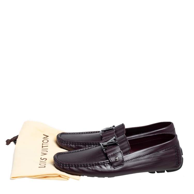 Pre Owned Louis Vuitton Burgundy Patent Leather Monte Carlo Loafers Size 41.5
