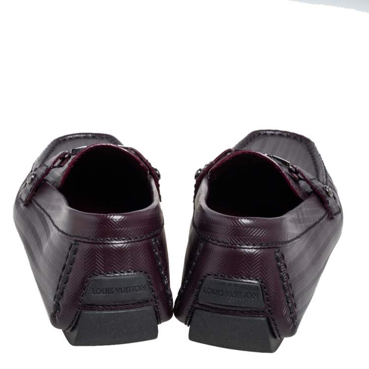 Pre Owned Louis Vuitton Burgundy Patent Leather Monte Carlo Loafers Size 41.5