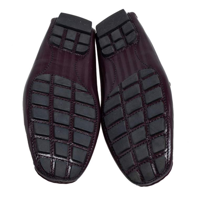 Pre Owned Louis Vuitton Burgundy Patent Leather Monte Carlo Loafers Size 41.5