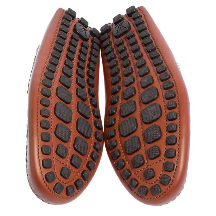 Pre Owned Louis Vuitton Brown Leather Arizona Bow Loafers Size 41.5