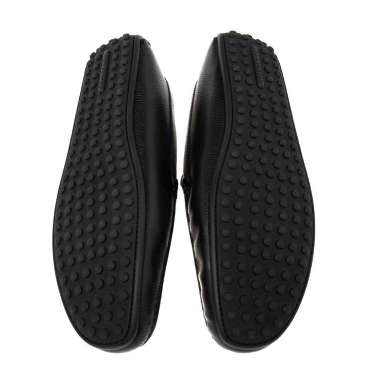 Pre Owned Louis Vuitton Black Leather Slip On Loafers Size 44