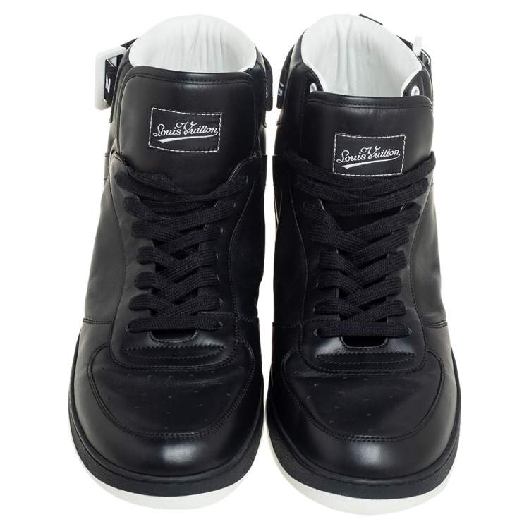 Pre Owned Louis Vuitton Black Leather Rivoli High Top Sneakers Size 45