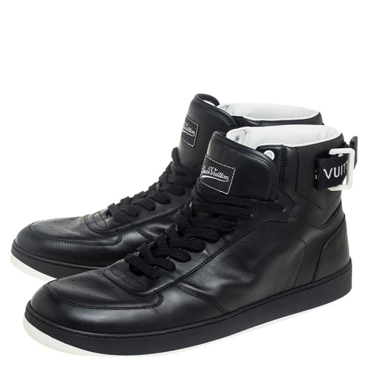 Pre Owned Louis Vuitton Black Leather Rivoli High Top Sneakers Size 45