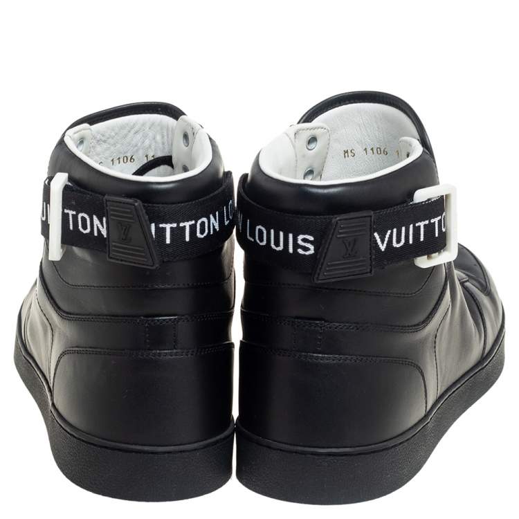 Pre Owned Louis Vuitton Black Leather Rivoli High Top Sneakers Size 45