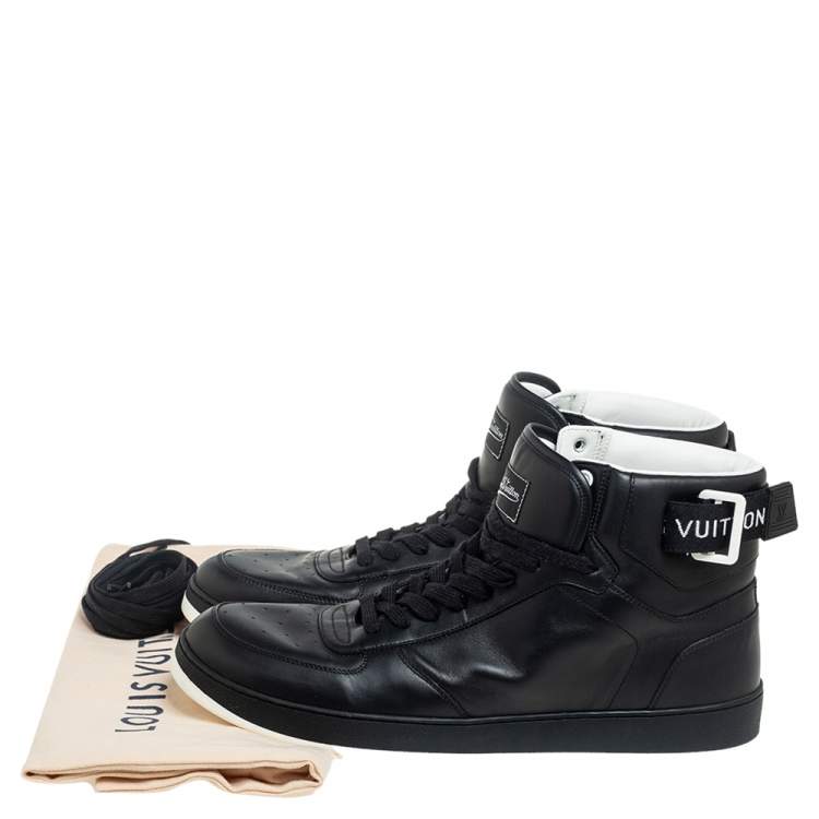 Pre Owned Louis Vuitton Black Leather Rivoli High Top Sneakers Size 45