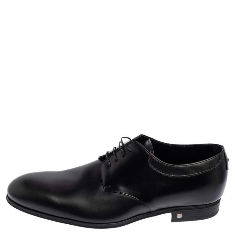 Pre Owned Louis Vuitton Black Leather Lace Up Derby Size 42.5