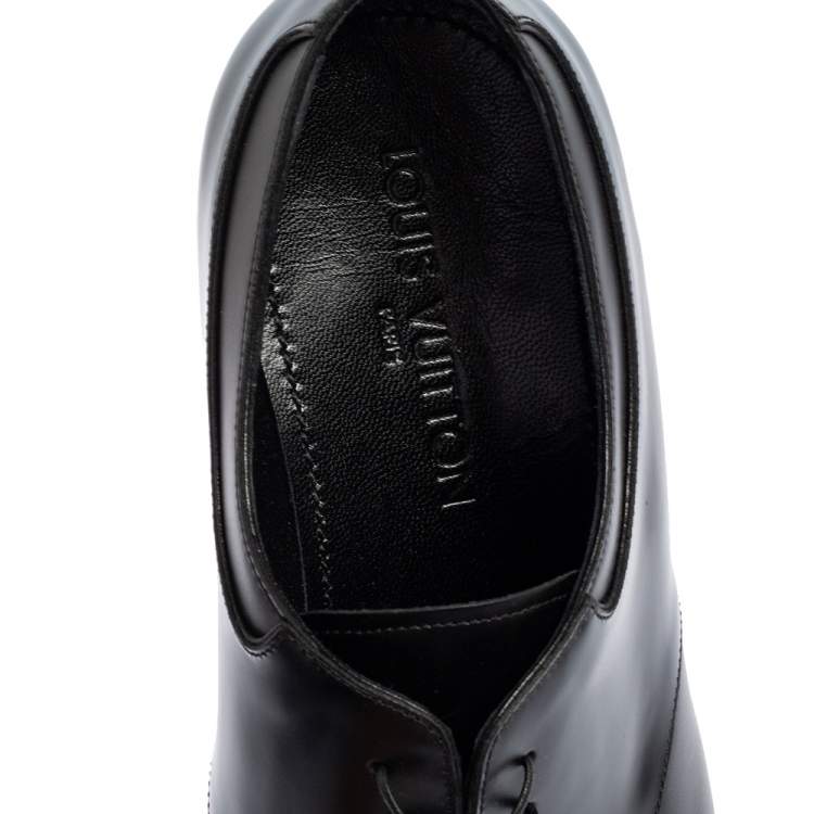 Pre Owned Louis Vuitton Black Leather Lace Up Derby Size 42.5