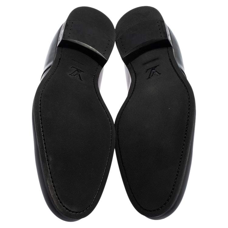 Pre Owned Louis Vuitton Black Leather Lace Up Derby Size 42.5