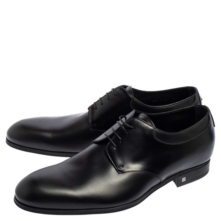 Pre Owned Louis Vuitton Black Leather Lace Up Derby Size 42.5
