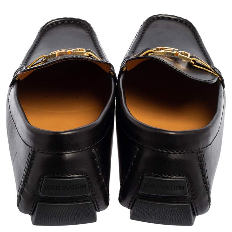 Pre Owned Louis Vuitton Black Leather Monte Carlo Mocassins Size 48