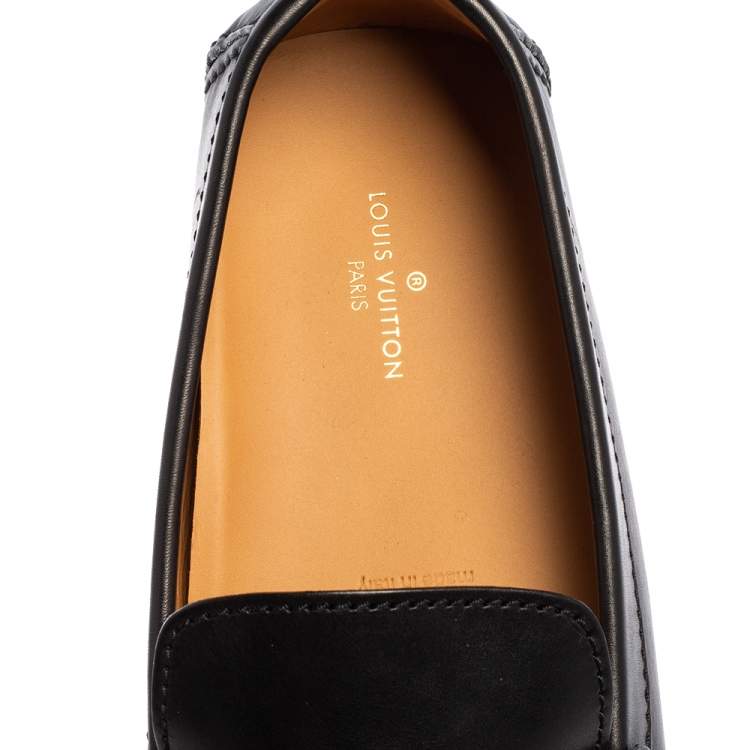 Pre Owned Louis Vuitton Black Leather Monte Carlo Mocassins Size 48