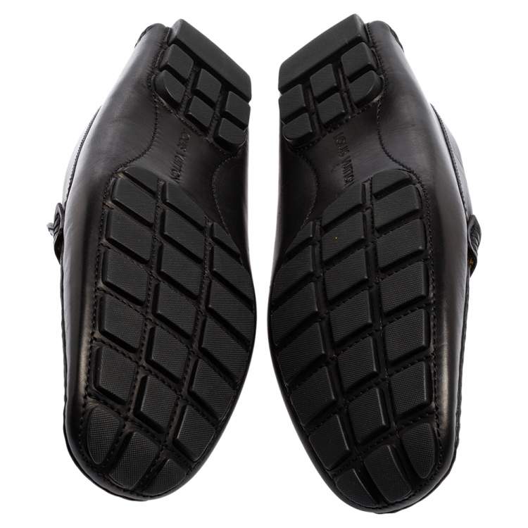 Pre Owned Louis Vuitton Black Leather Monte Carlo Mocassins Size 48