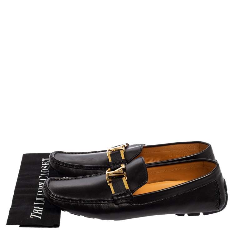 Pre Owned Louis Vuitton Black Leather Monte Carlo Mocassins Size 48