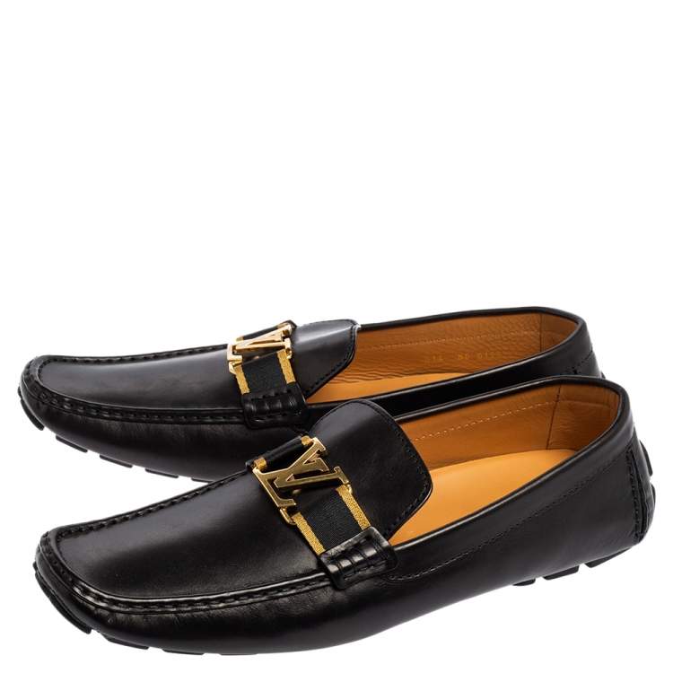Pre Owned Louis Vuitton Black Leather Monte Carlo Mocassins Size 48