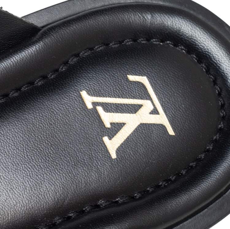 Pre Owned Louis Vuitton Black Glossy Leather Foch Mules Size 46
