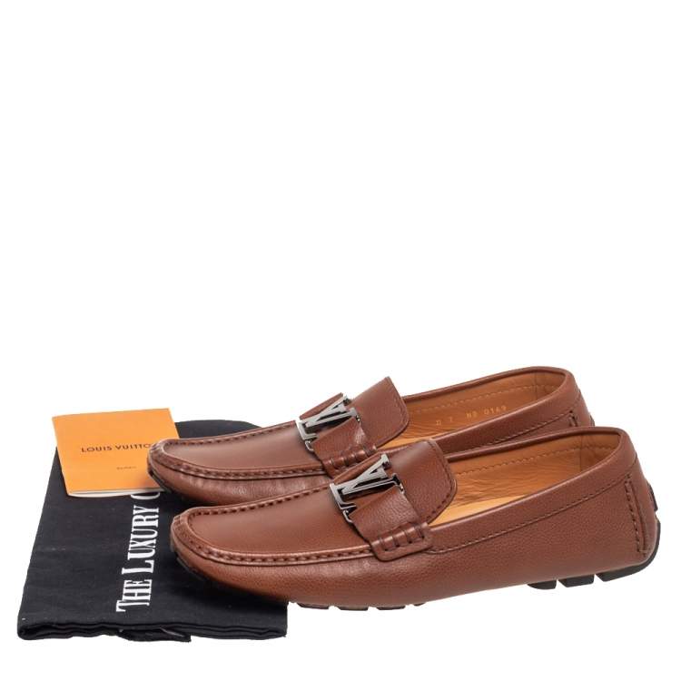 Pre Owned Louis Vuitton Brown Leather Monte Carlo Loafers Size 41