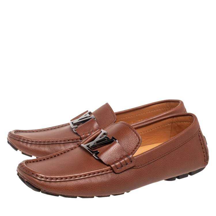 Pre Owned Louis Vuitton Brown Leather Monte Carlo Loafers Size 41